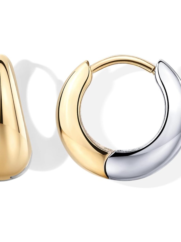 Elegant 14k Gold Plated Waterproof Chunky Hoop Earrings - Hypoallergenic Design